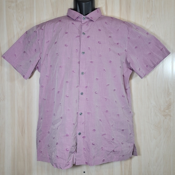 Tori Richard Men Short Sleeve Cotton Aloha Shirt Sea Shell Sz Lg - Picture 2 of 6